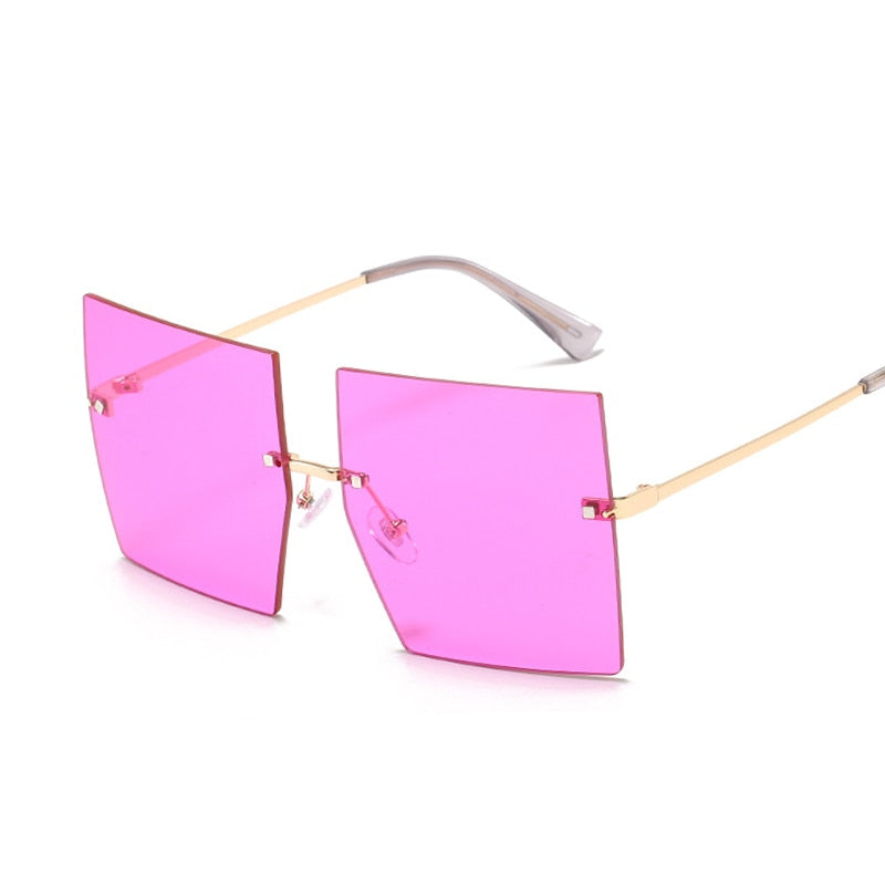 Oversized Rimless Square Sunglasses