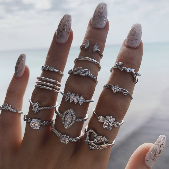 15 Piece Halo Pave Ring Set With Austrian Crystals