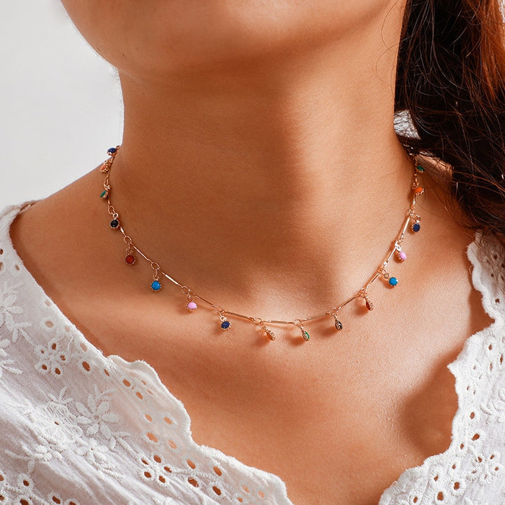 Colorful Stone Chain Necklace for Women