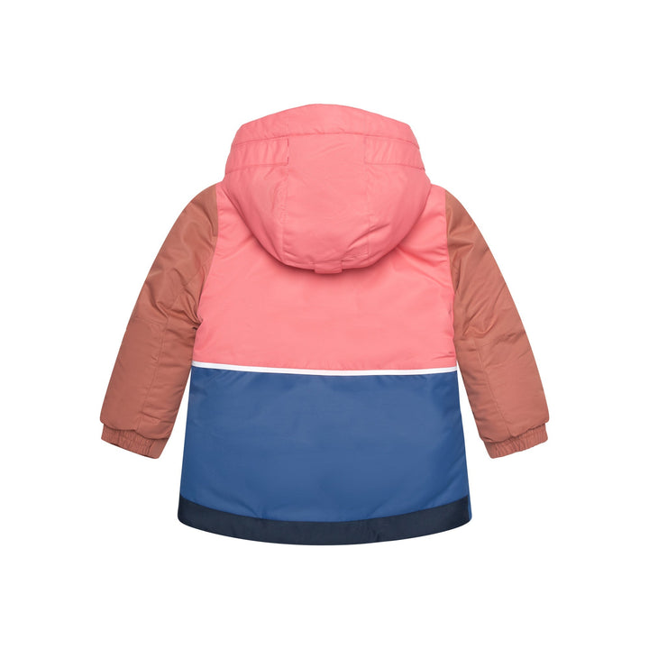 Two Piece Snowsuit Colorblock Jacket With Solid Coral Pink Pant