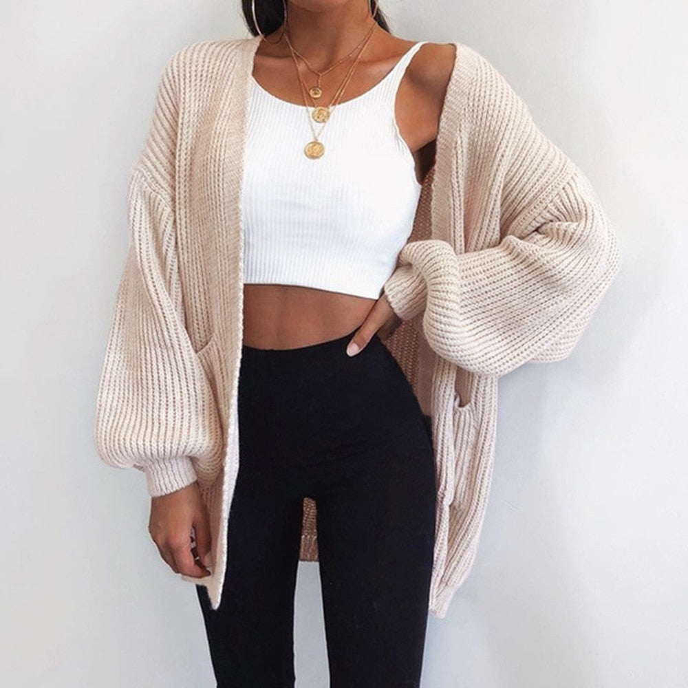Autumn Winter Coat Loose Knitted Sweater Cardigan For Women