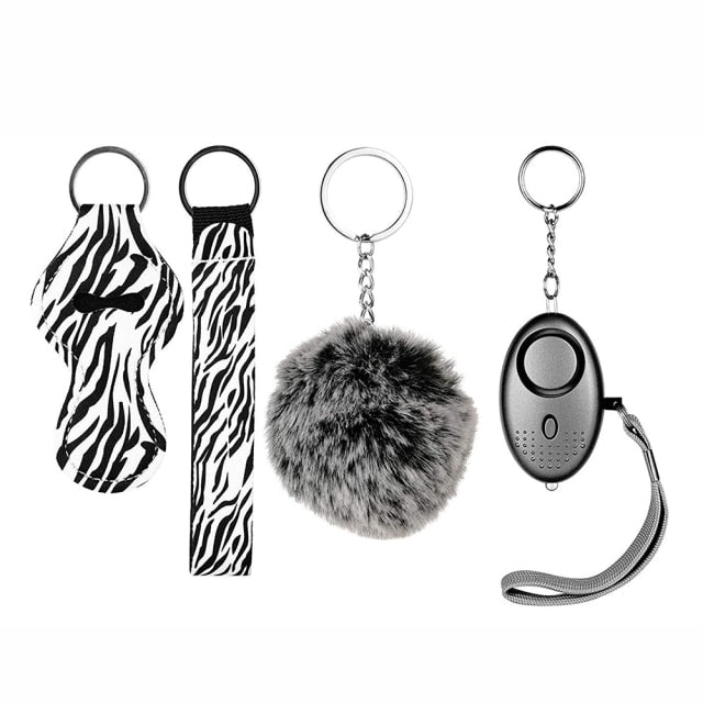 4Pcs Self Defense Ring Keychain For Women Alarm Tactical Pen