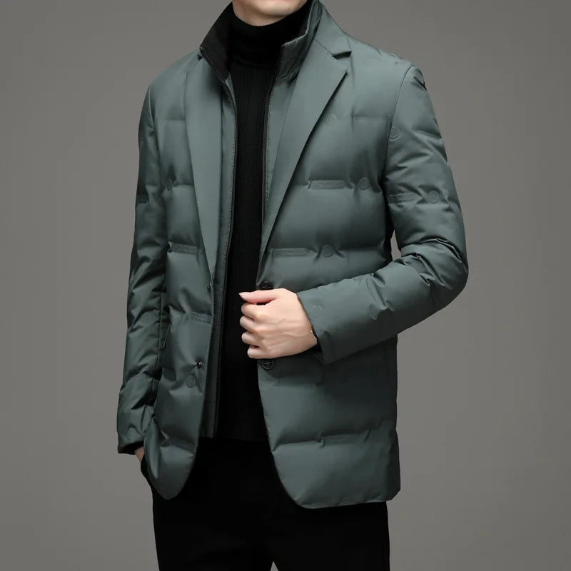 Men's Winter Fake Two-piece Warm Blazer