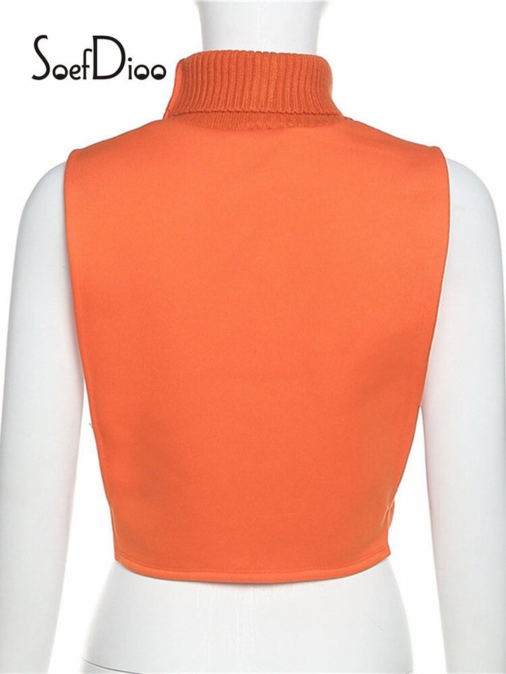 Turtleneck Sleeveless Pullover Crop Top and Dress
