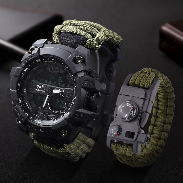 LED Military Watch With Compass 30M Waterproof Men's Sports Watch