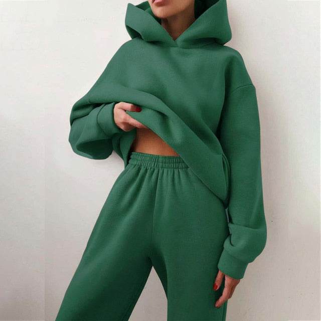 Women's Tracksuit Casual Solid Long Sleeve Hooded Sport Suits