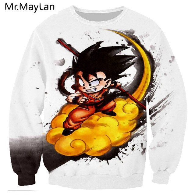 Anime Dragon Ball Sweatshirts Print Cute Kid Goku 3D Outerwear