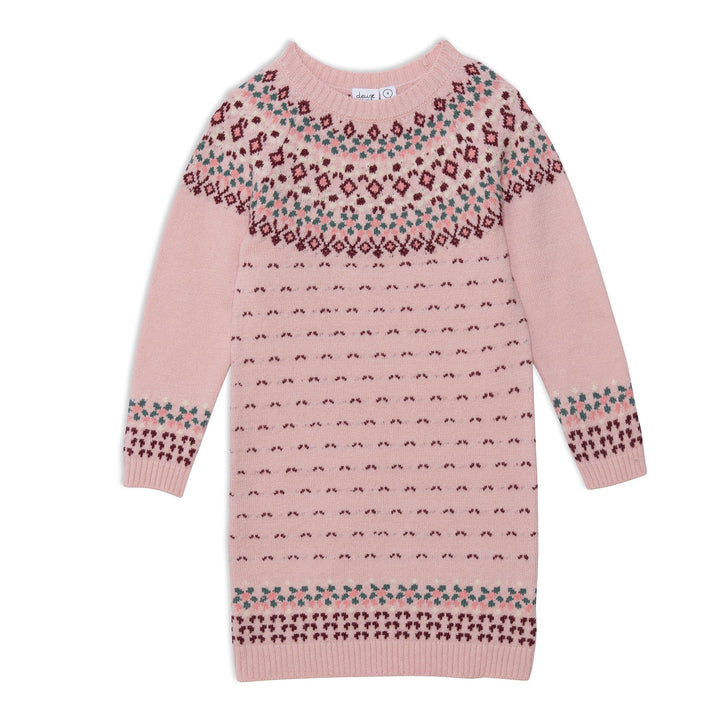 Knitted Long Sleeve Dress Silver Pink And Burgundy