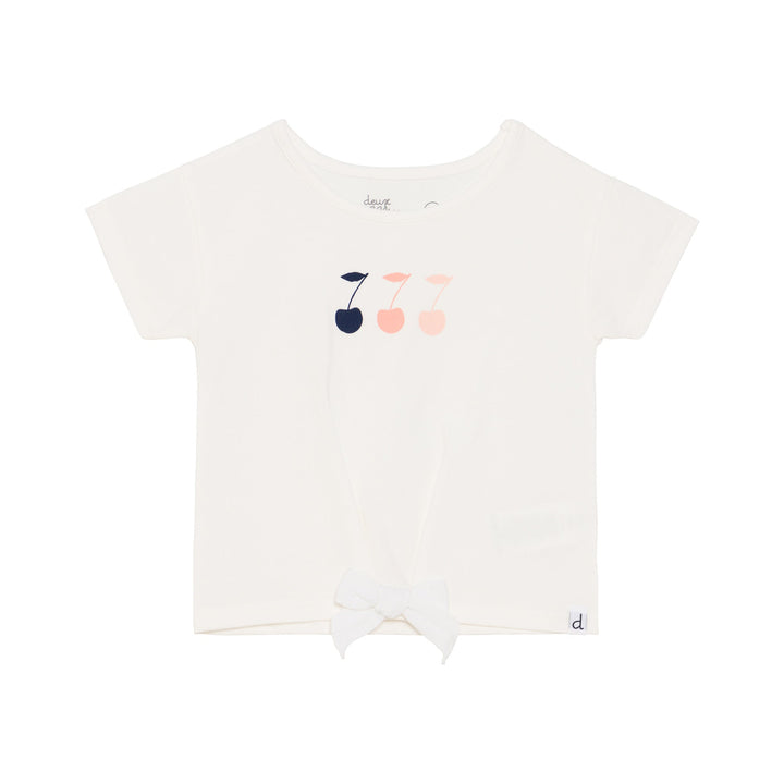 Organic Cotton Slub T-Shirt With Bow Off White