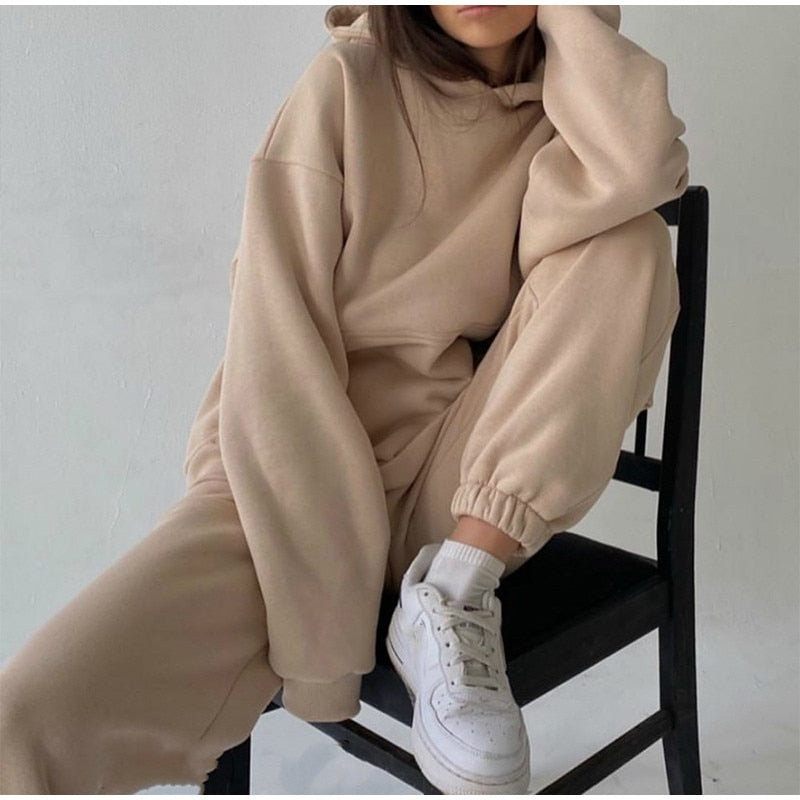 Women's Tracksuit Casual Solid Long Sleeve Hooded Sport Suits