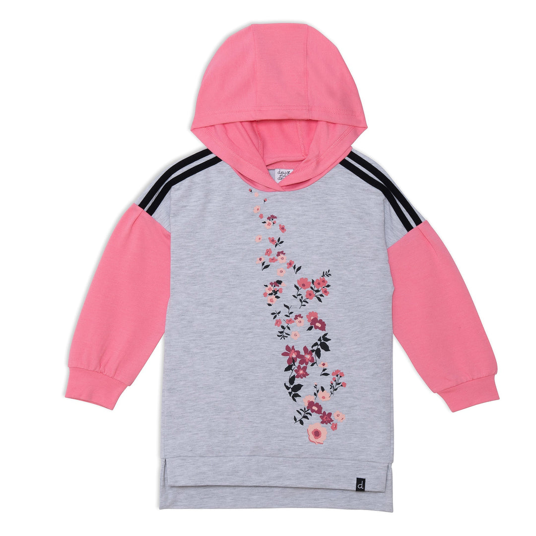 Athletic Tunic Sweatshirt With Printed Flowers
