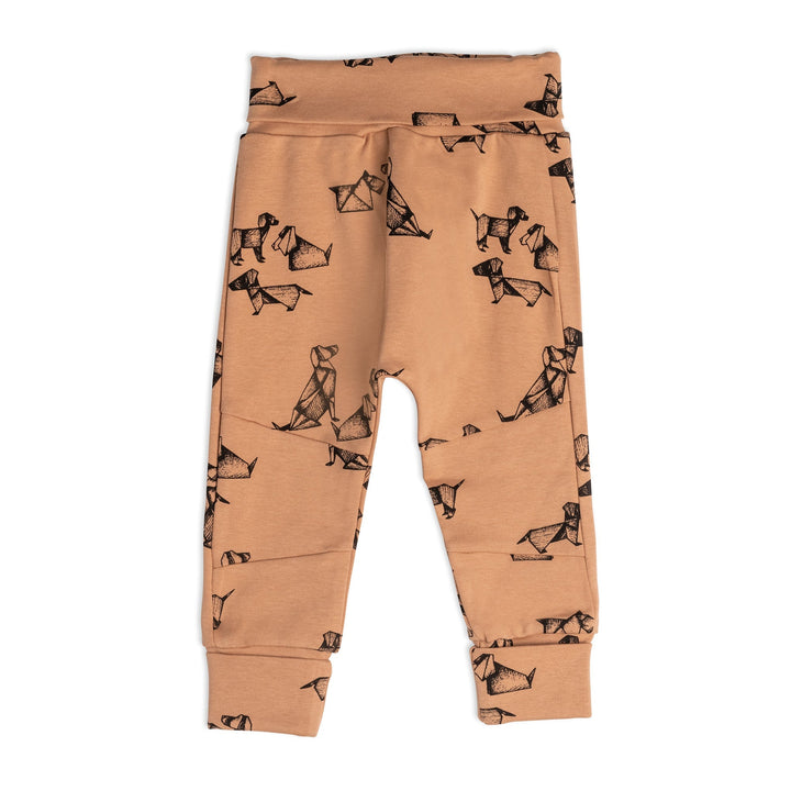 Organic Cotton Printed Dogs Top And Pant Set Brown
