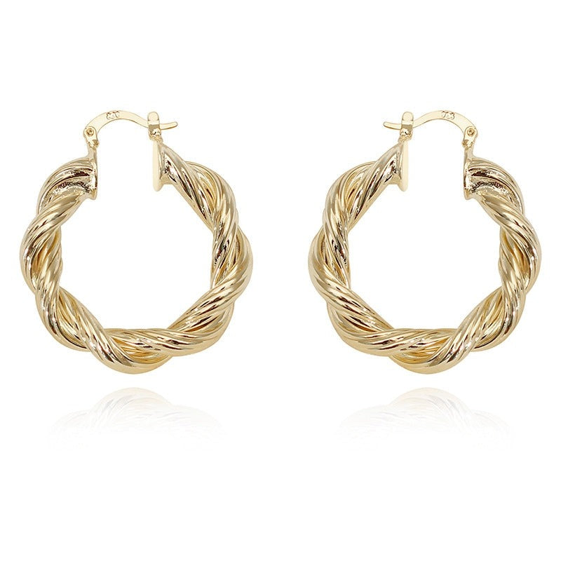 Golden Metal Twisted Earrings