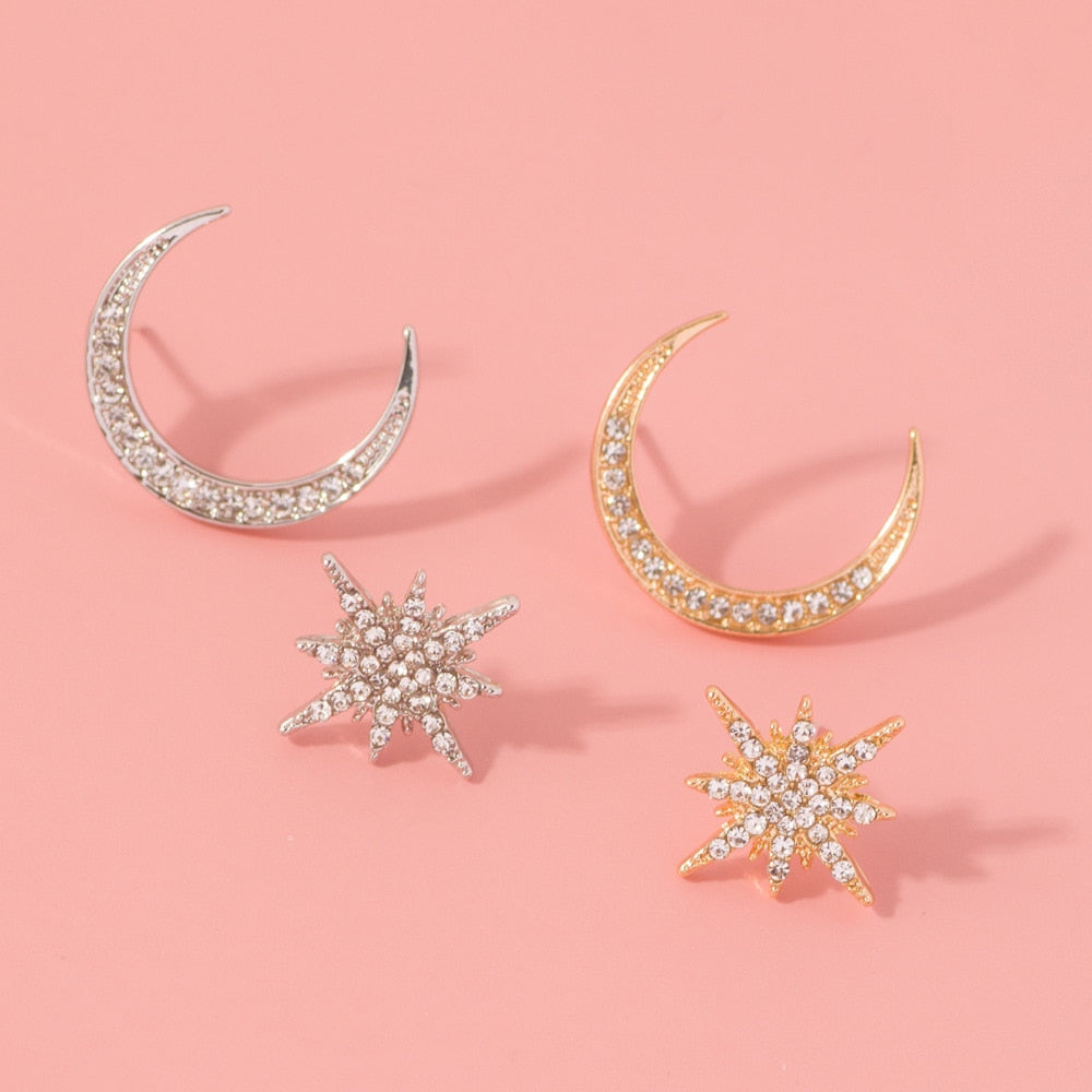 Star and Moon Drop Earrings