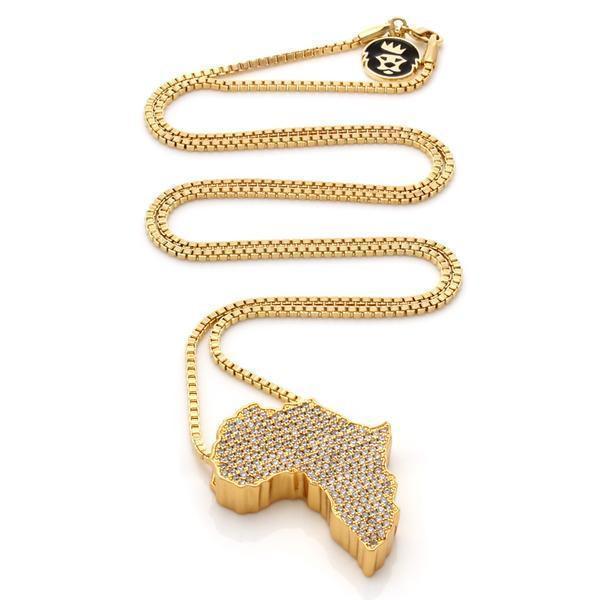 18K Gold Plated Pae Africa Necklace Featuring Crystal Adornments