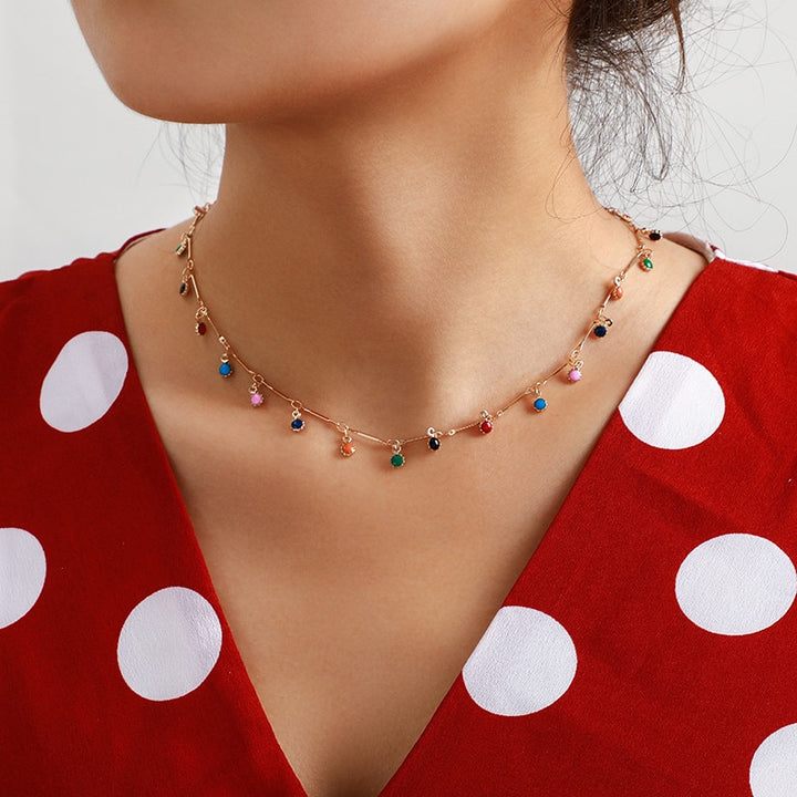 Colorful Stone Chain Necklace for Women