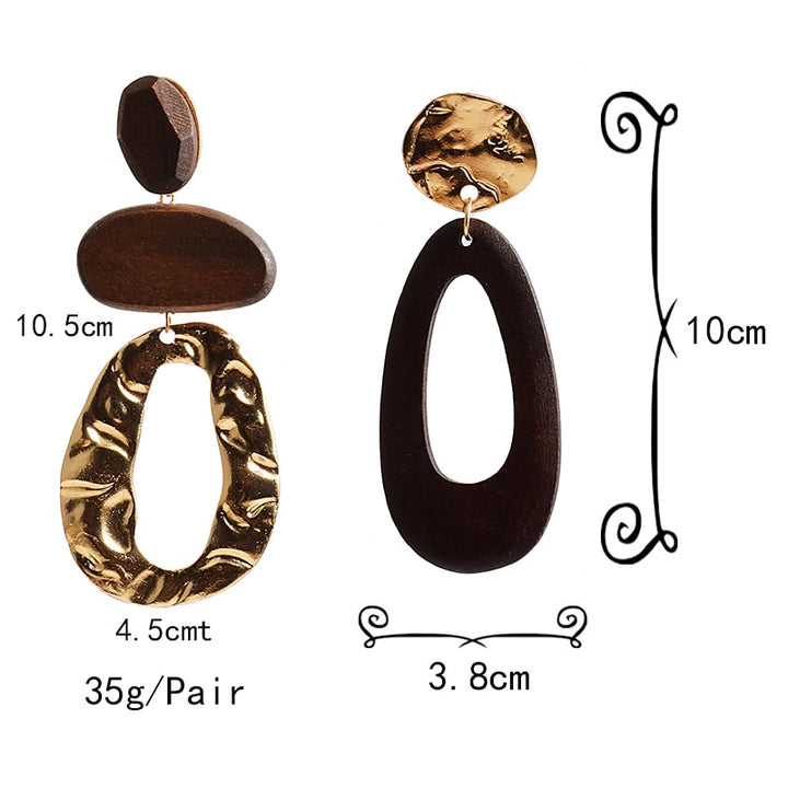 Big Drop Wooden Earrings For Women