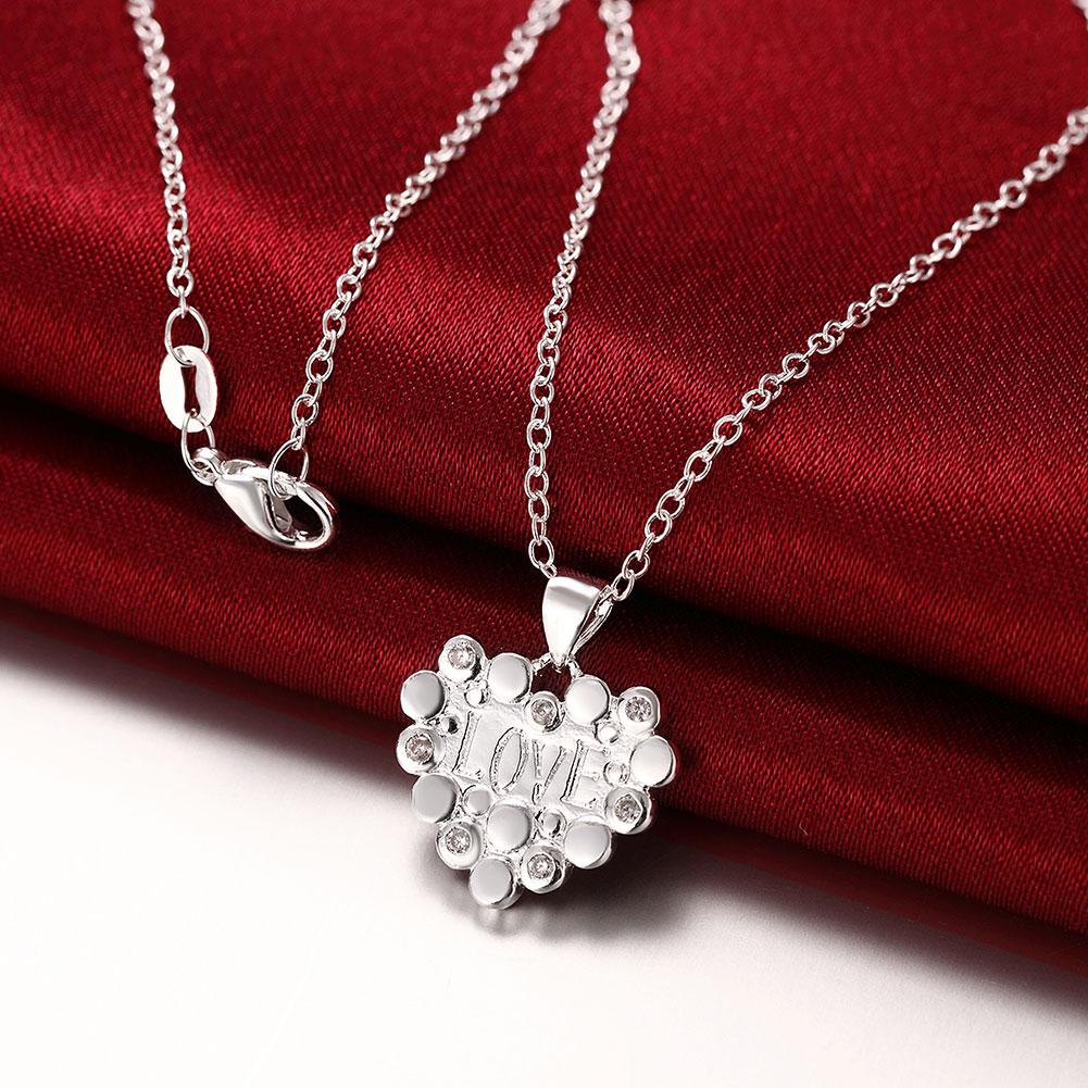 Heart Diamond Cut Necklace In 18K White Gold Plated