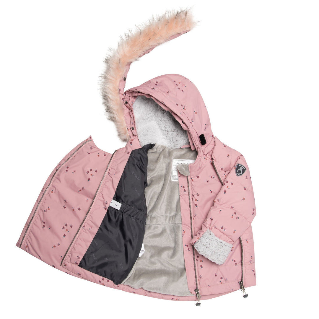 Printed Flowers Two Piece Baby Snowsuit Pink