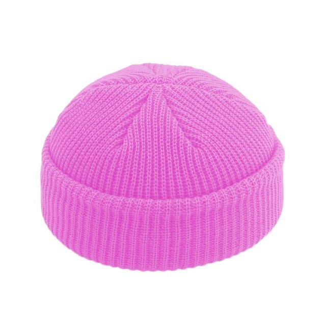 Brimless Hats Hip Hop Beanie Skullcap Street Knitted Hat Women Men Acrylic Unisex Casual Solid Pumpkin Portable Melon Cap