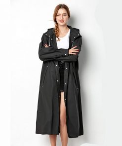 Black Waterproof Jacket - Long Rain Jacket