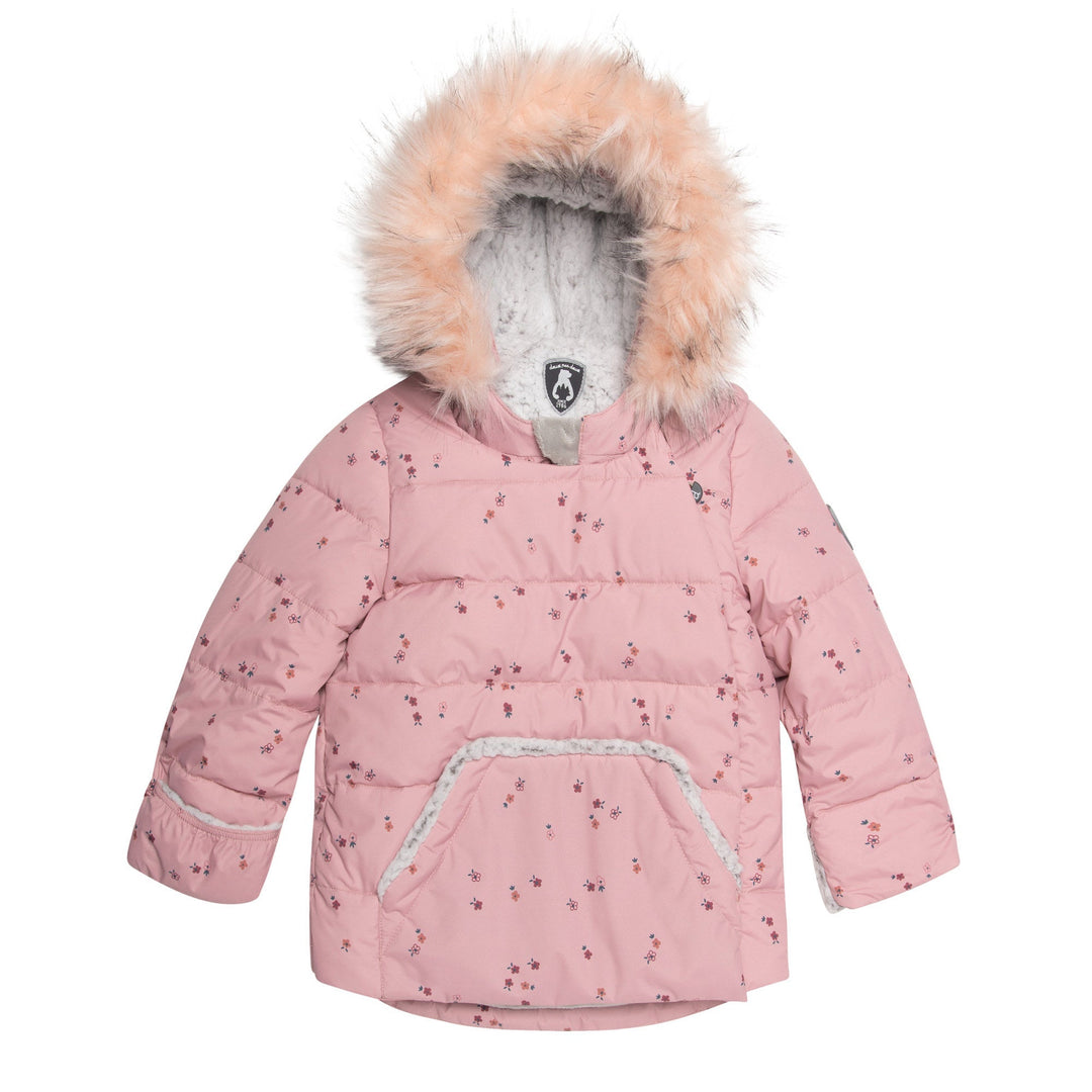 Printed Flowers Two Piece Baby Snowsuit Pink