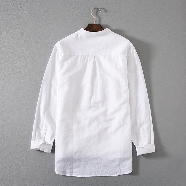 Men's Stand Collar White Shirt