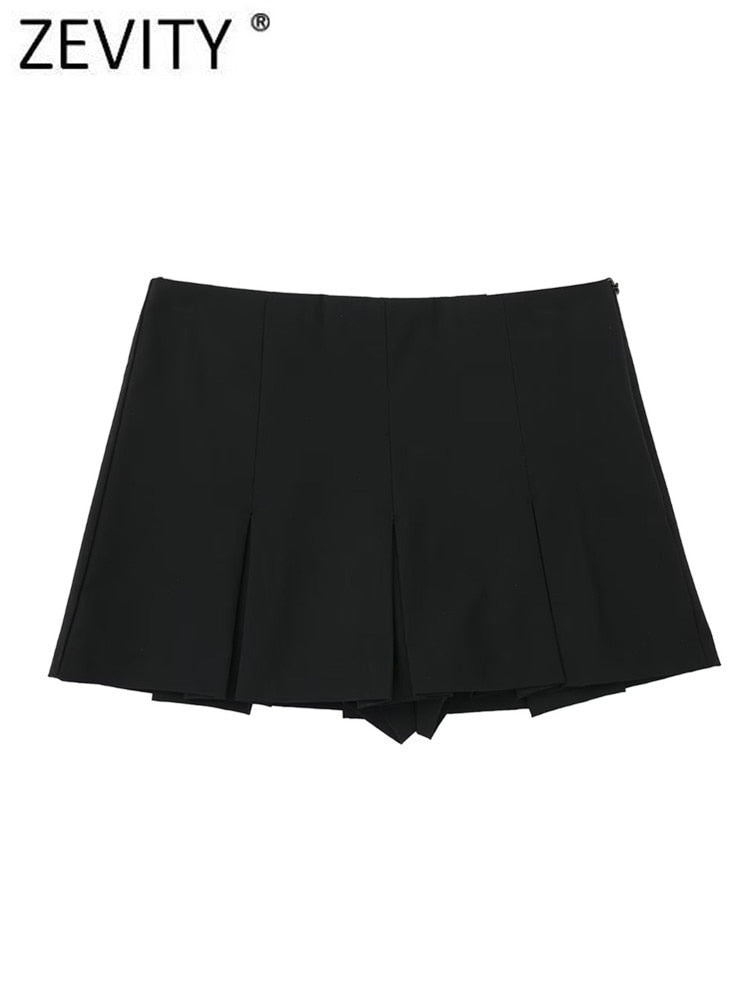 High Waist Wide Pleats Shorts Skirts