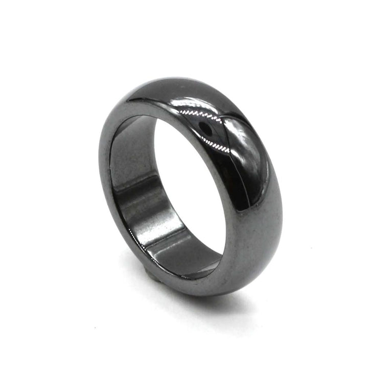 KFT Natural Black Hematite Magnetic Healing Ring 6mm Band