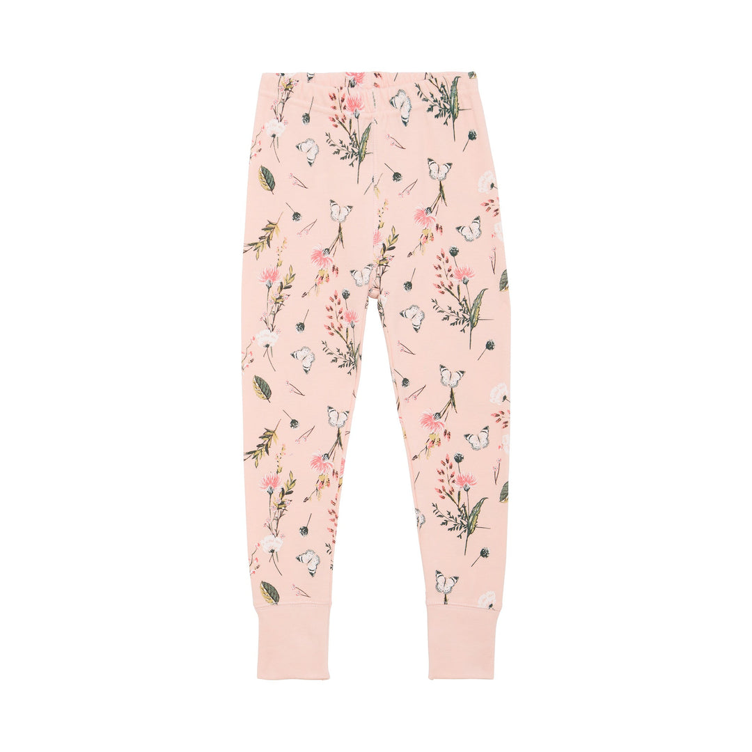 Organic Cotton Two Piece Pajama Set Light Pink Print