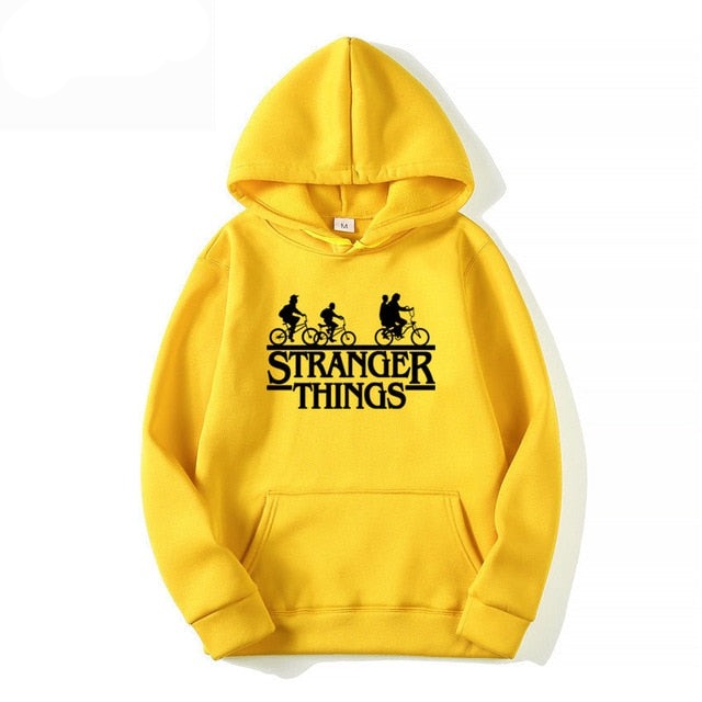 Unisex Trendy Faces Stranger Things Hooded Hoodies and Sweatshirts Oversized