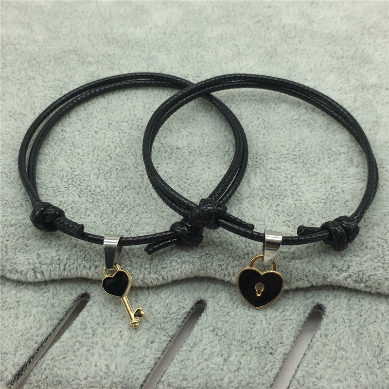 2 PCs/lot, New Arrival Couple Bracelet Alloy key Heart Lock Charm Bracelet