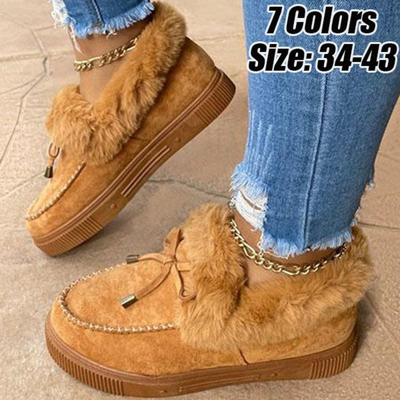 Women Winter Ankle Boots Suede Leather Snow Boots