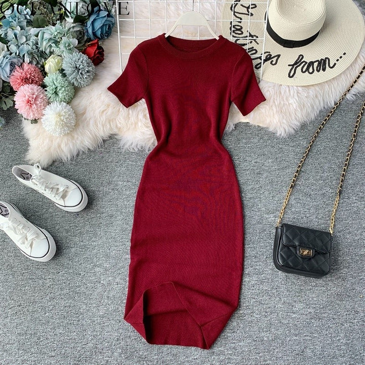 Women's Solid Short Sleeve Mini Dress
