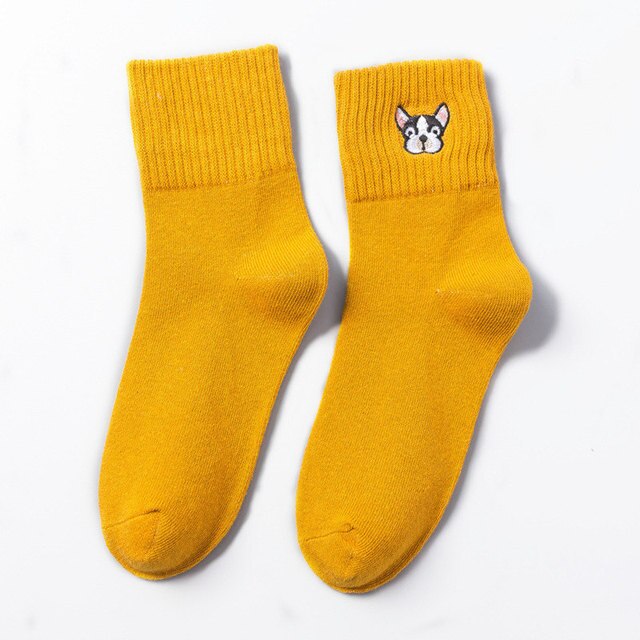 French Bulldog Embroidered Socks