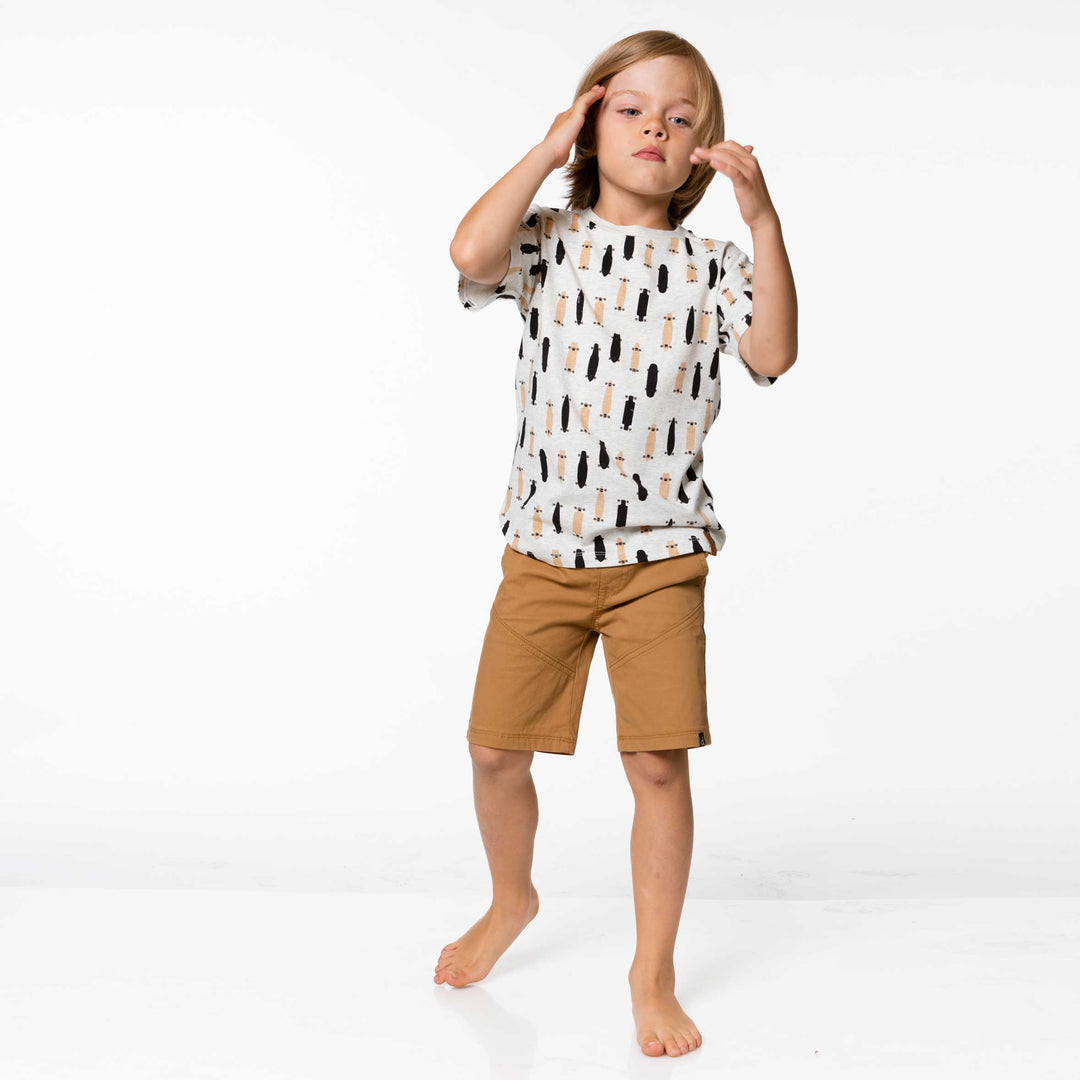 Printed Cotton Jersey Top Oatmeal Mix