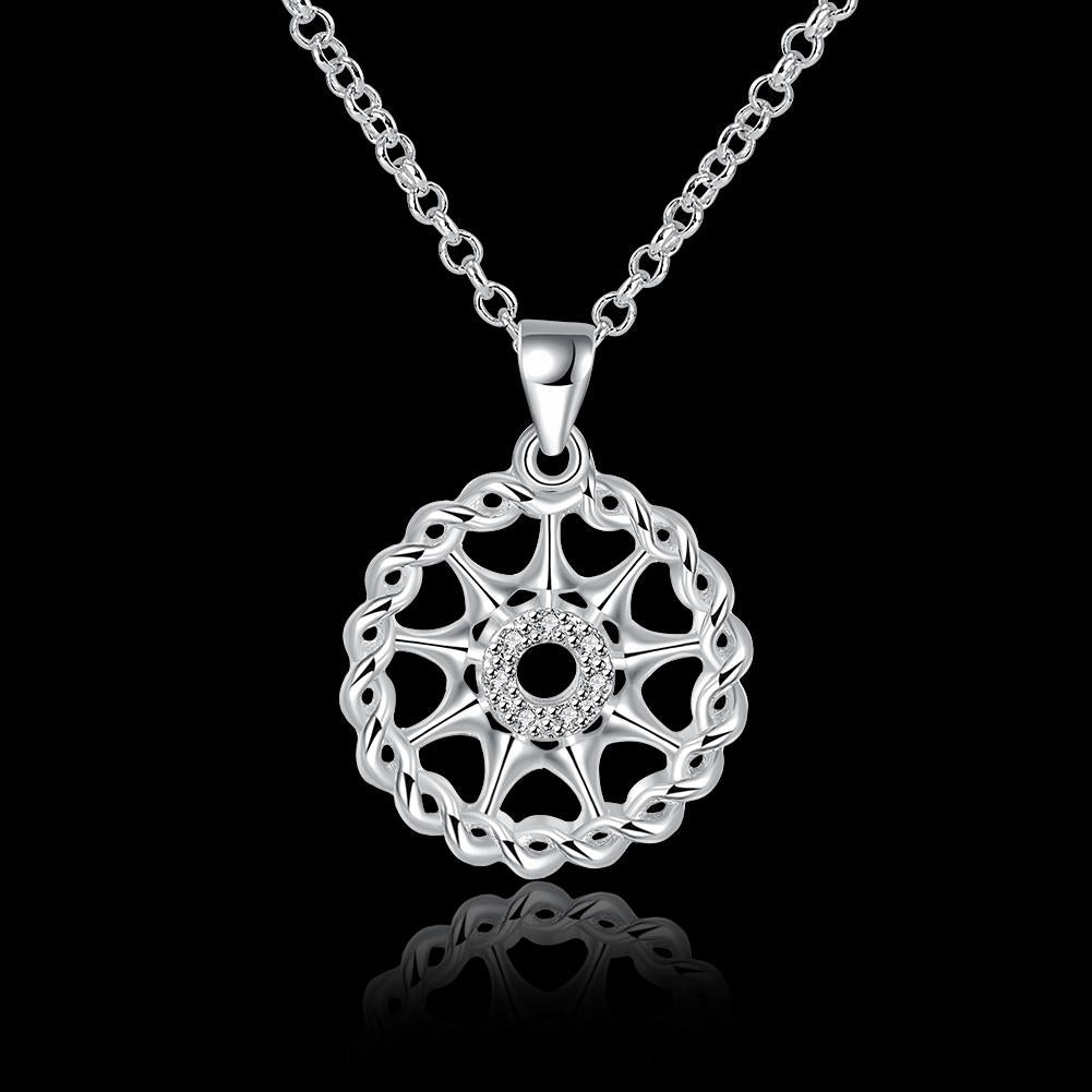 Compass Diamond Cut Necklace In 18K White Gold Plated