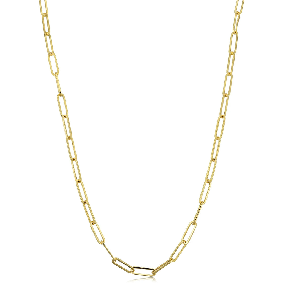 Italian Sterling Silver 18K Gold Plated Choice of Length Paper Clip Necklace