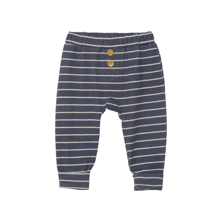 Organic Cotton Top and Stripe Pant Set Blue and Oatmeal