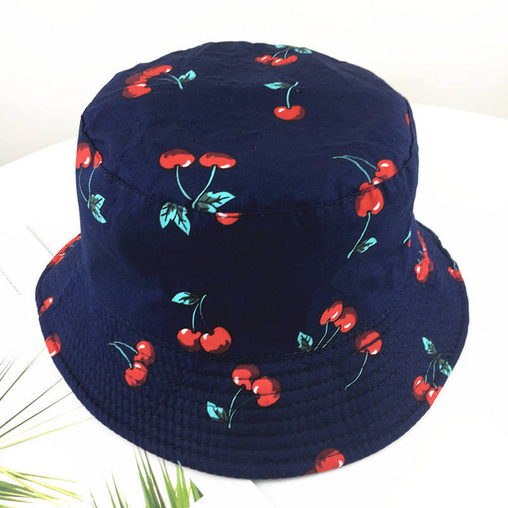 Cherry Print Bucket Hat Fisherman Hat Travel Hat Sun Cap Hats for Men and Women