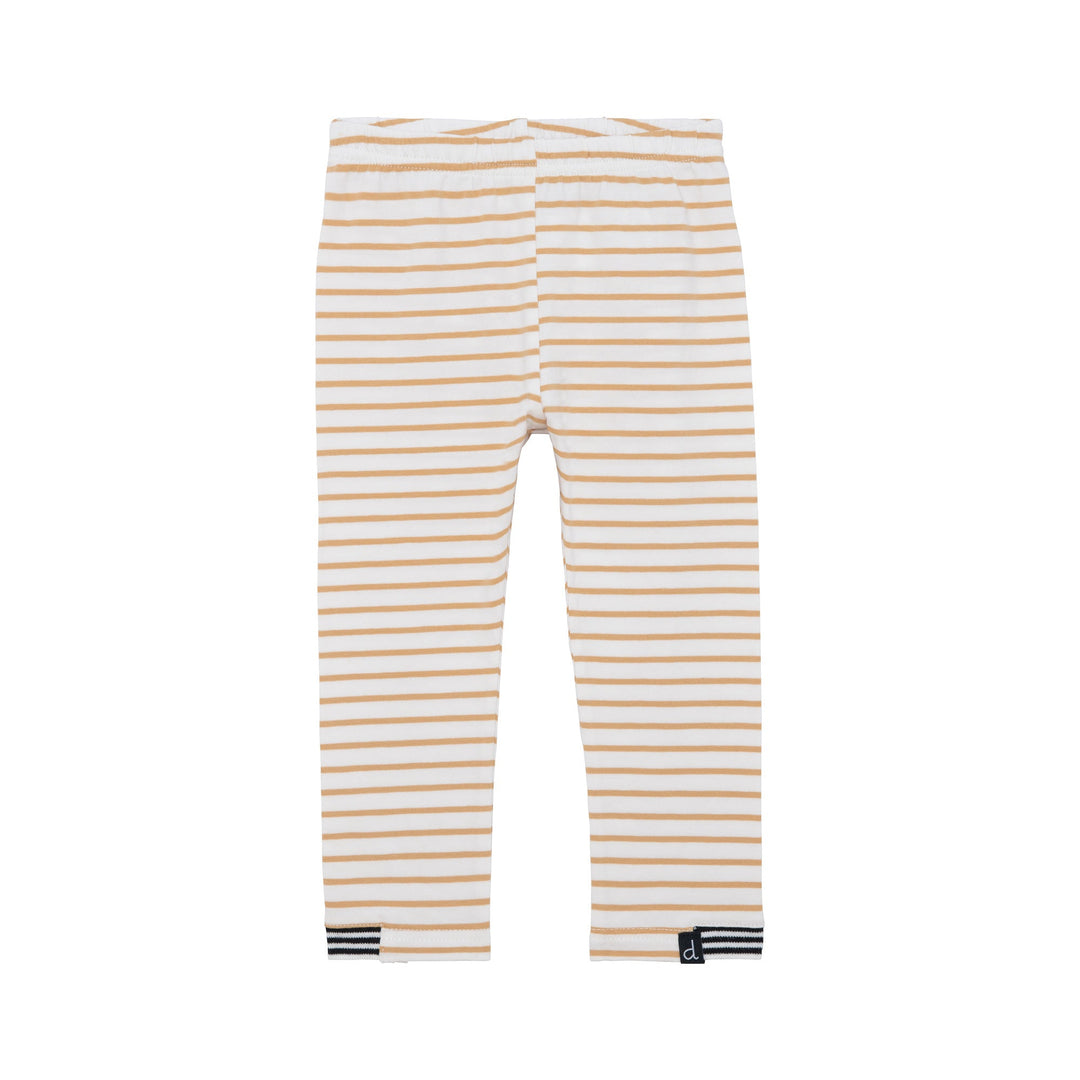 Organic Cotton Leggings With Striped Ankles Beige Stripe