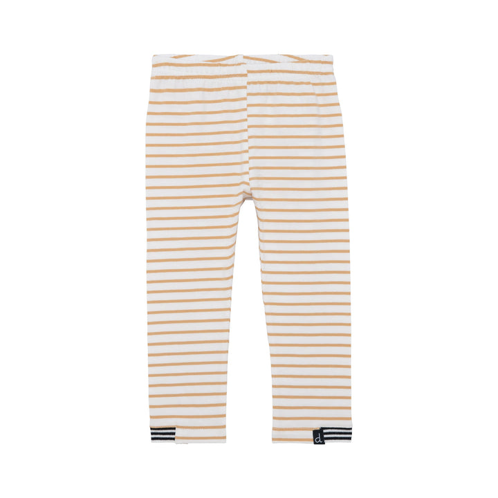 Organic Cotton Leggings With Striped Ankles Beige Stripe