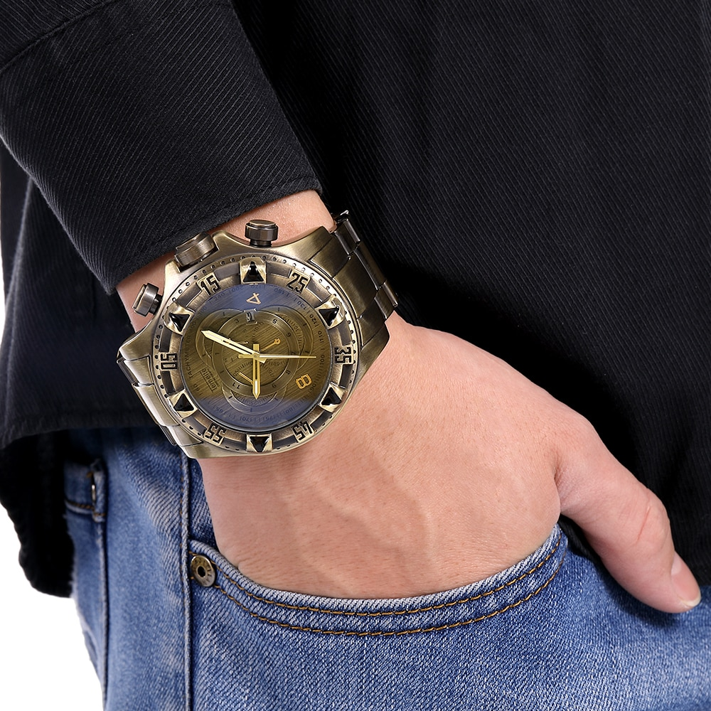 Men Quartz Clock Vintage Watch With Stainless Steel Strap