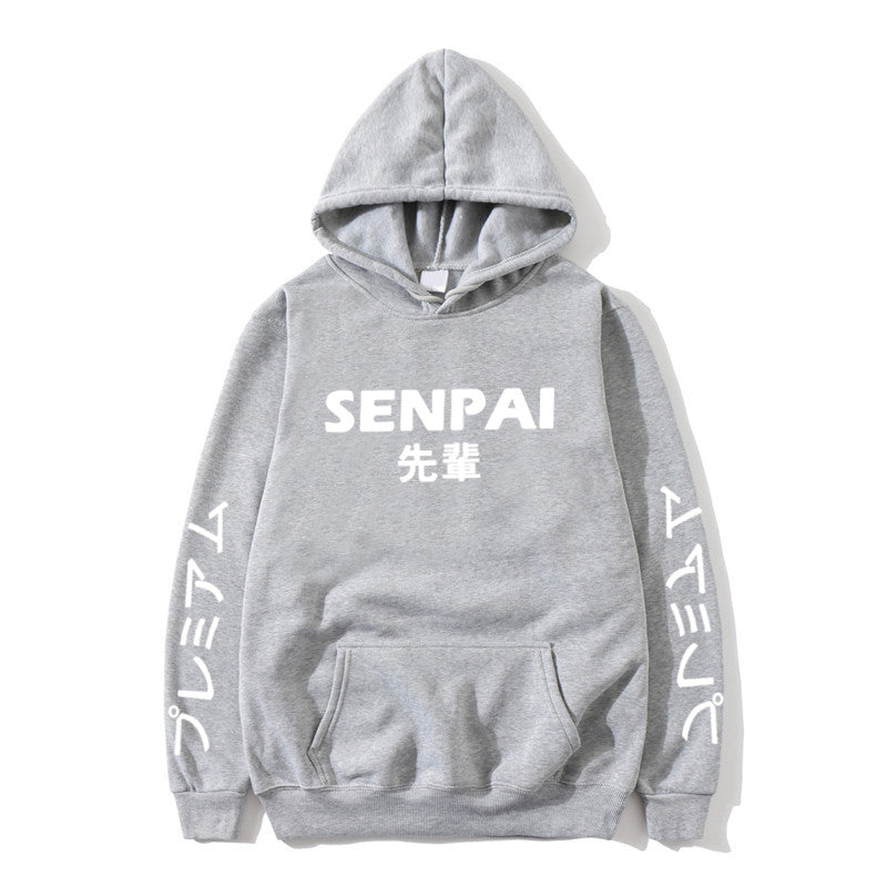 Winter Anime Senpai Design Print Fleece Hoodies Sweatshirts