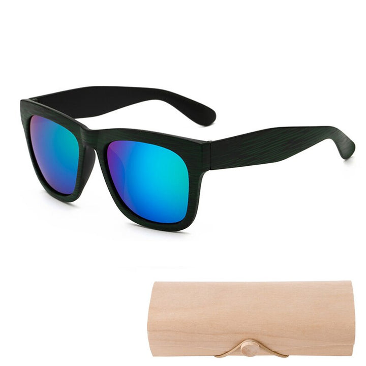 Square Bamboo  Retro Sunglasses