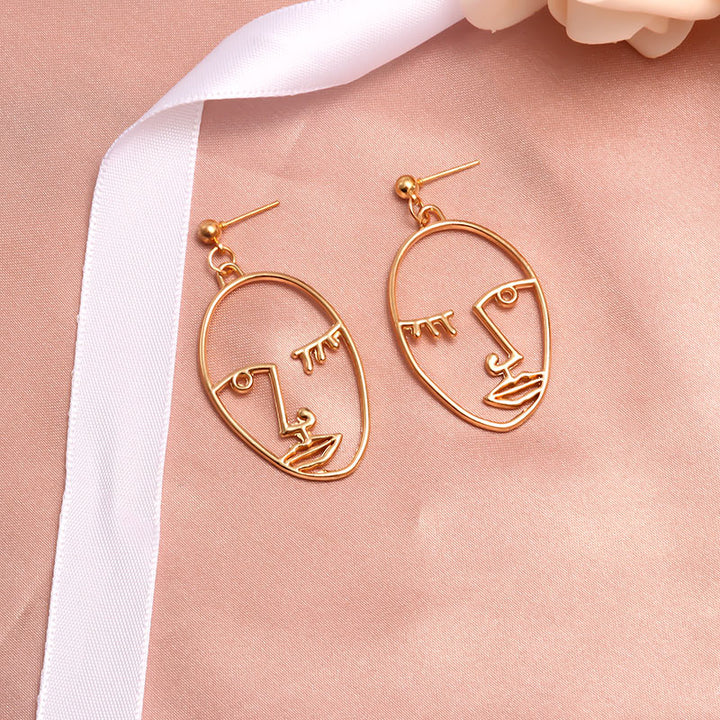 Women Geometric Round Heart Gold Earring