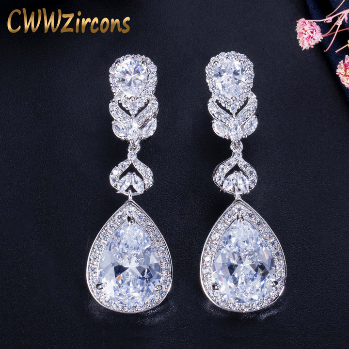 Crystal Bridal Long Earrings