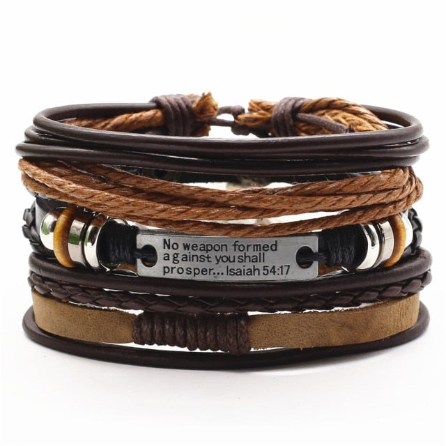 3 Pcs/Set Leather Bracelets Men Bangles