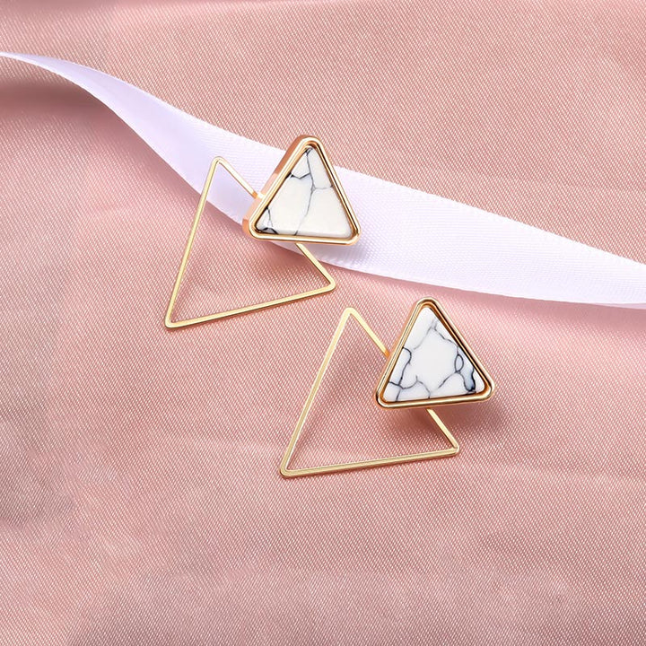 Women Geometric Round Heart Gold Earring