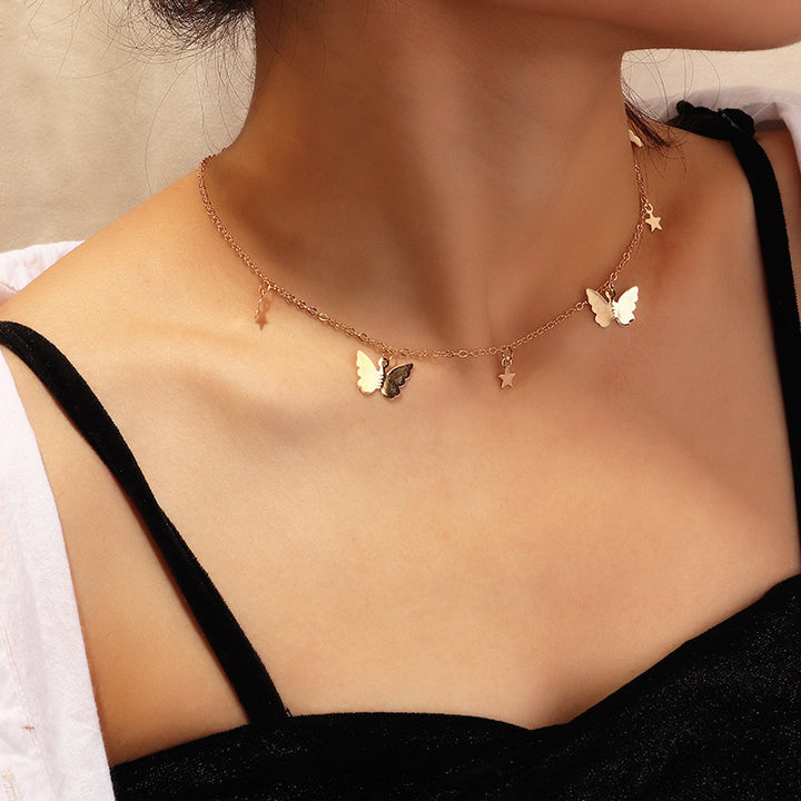 Multilayer Pendant Butterfly Necklace